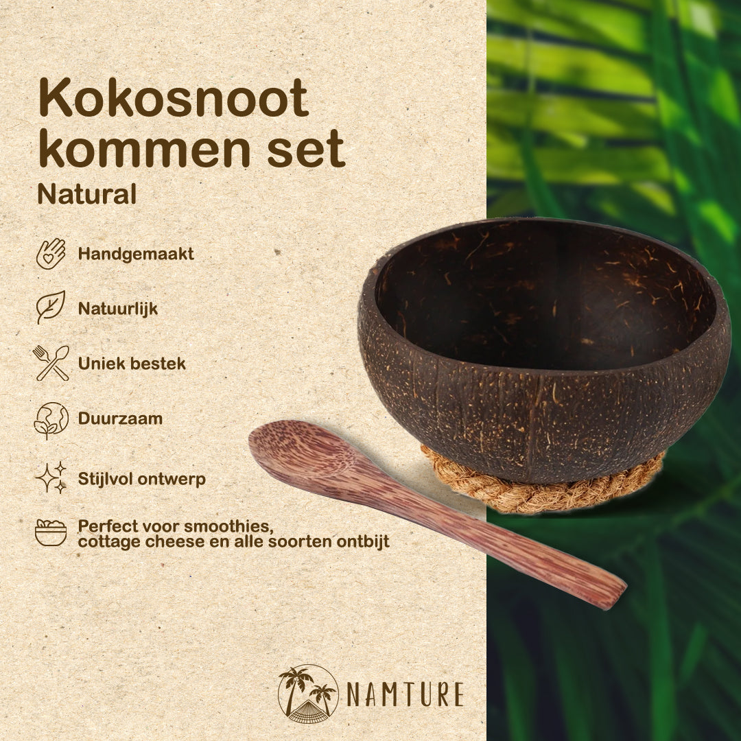Kokosnoot Kom Set - Medium - Natural - NAMTURE