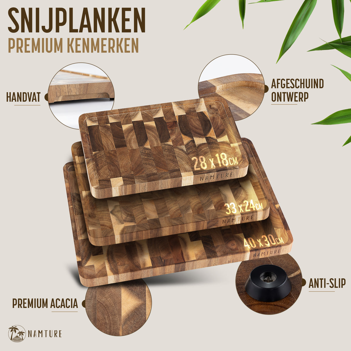 Giftset - 3 Snijplanken - Acacia